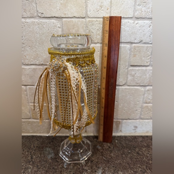 Vintage Handmade Glass Jeweled Candy Jar - Picture 7 of 8